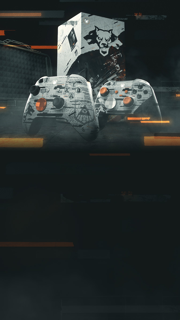 Call of Duty®: Black Ops 6. A solider sits behind a collection of Call of Duty®: Black Ops 6 accessories.