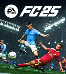 EA FC 25 logo. Manchester City versus Liverpool match, next to controllers customized with Xbox Design Lab